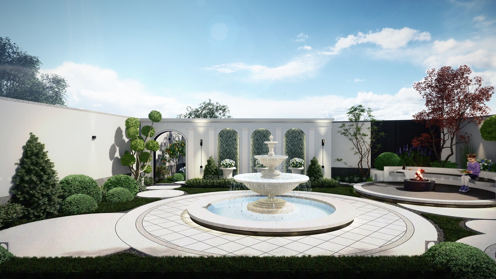 简欧现代别墅庭院SU模型下载【ID:1206231065】