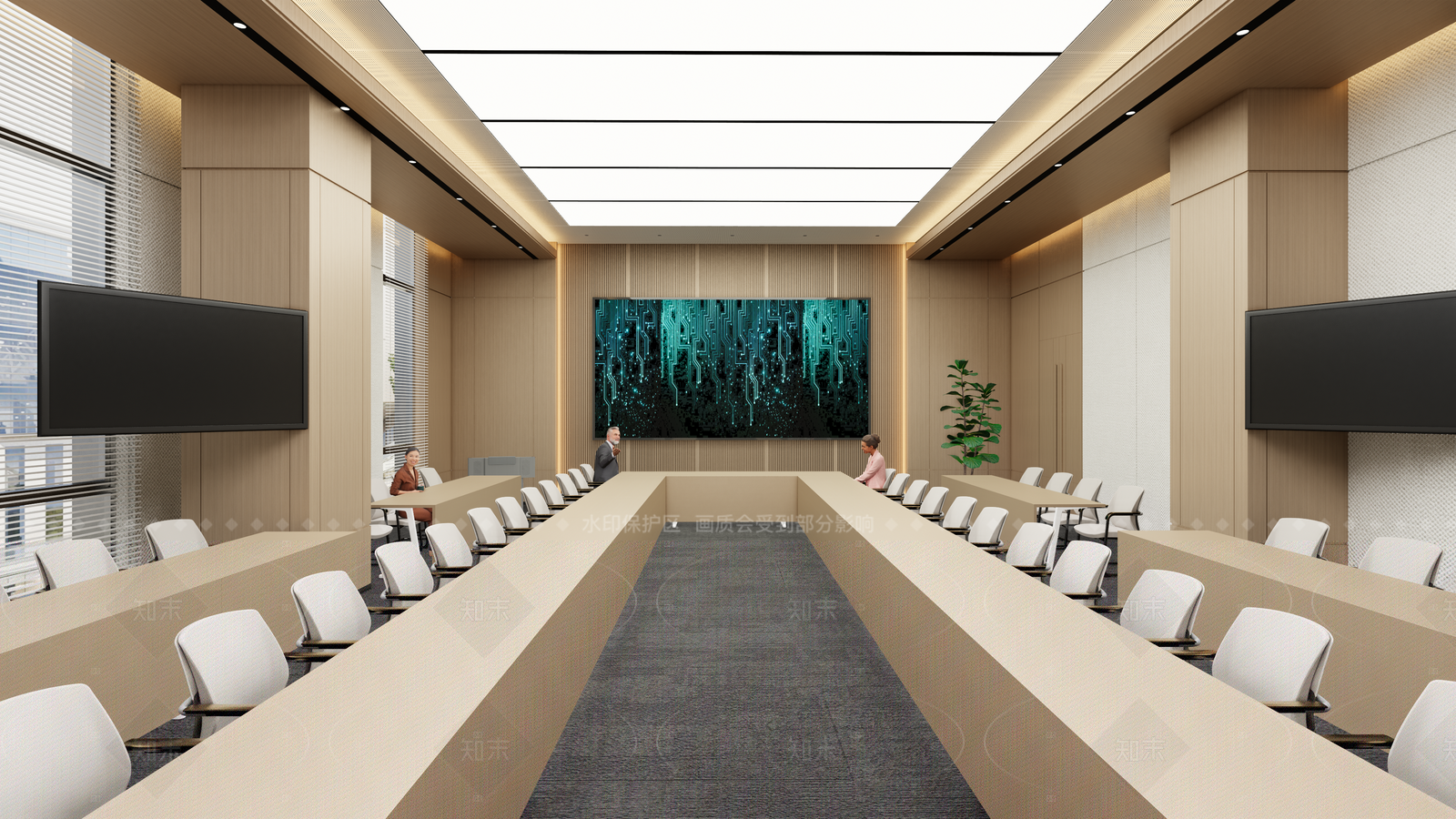 现代新中式会议室SU模型下载【ID:1206238551】