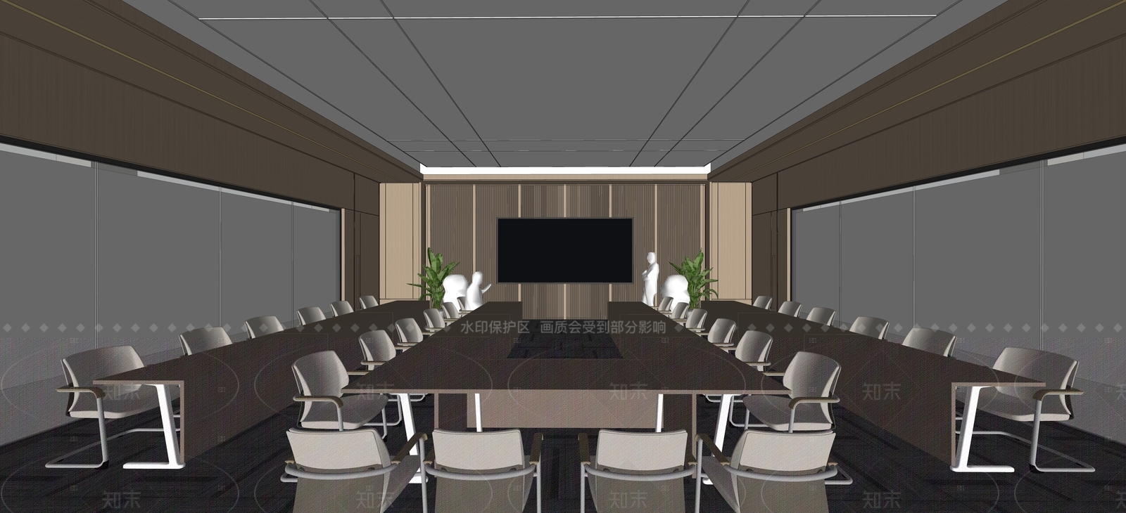 现代新中式会议室SU模型下载【ID:1206238674】