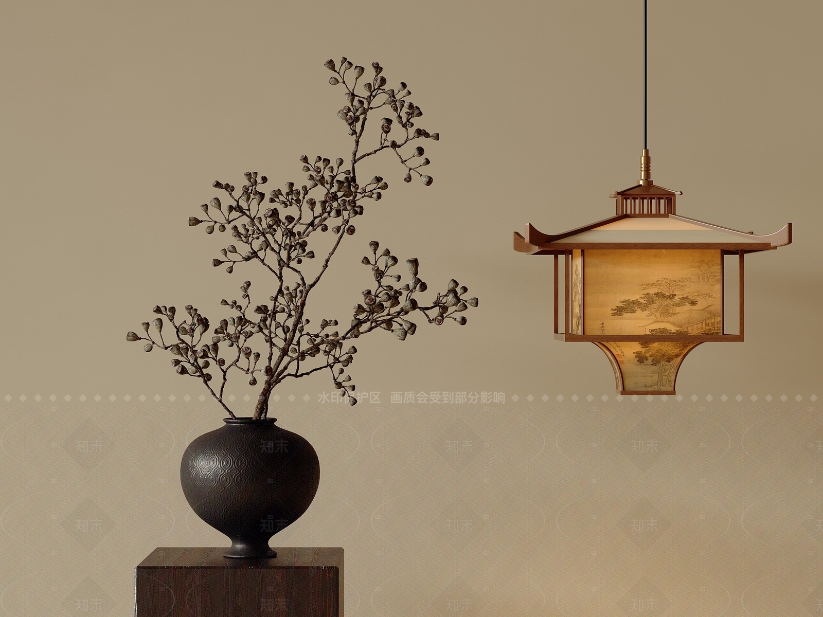 简约中古花艺3D模型下载【ID:1206239899】