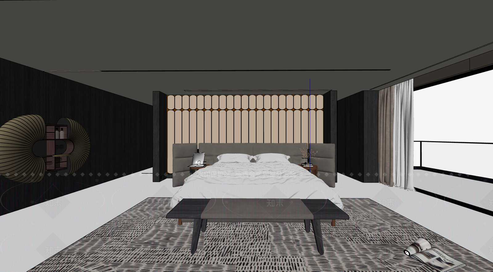 轻奢简约家居卧室SU模型下载【ID:1206241200】