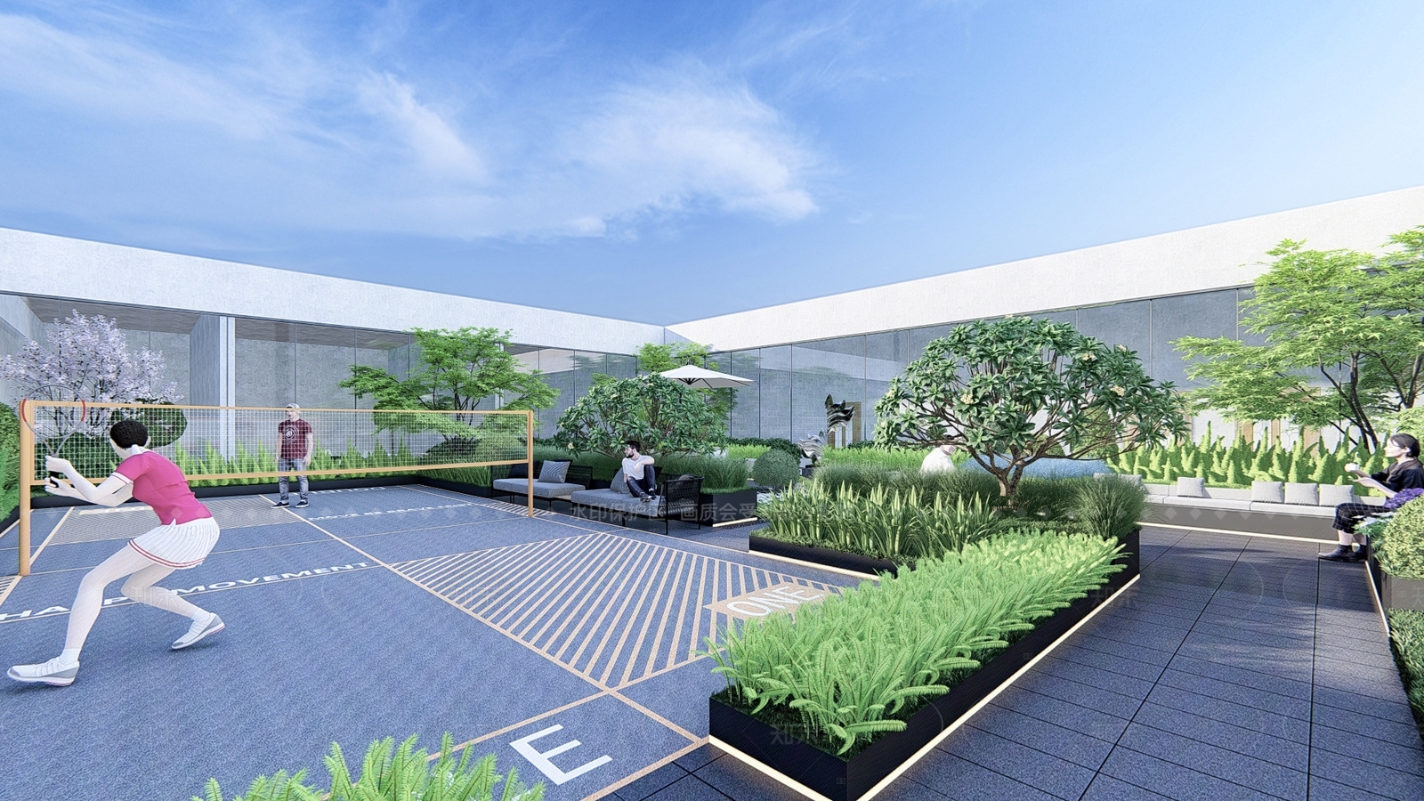 现代屋顶花园SU模型下载【ID:1206244492】