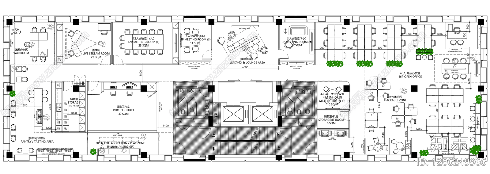 现代整体办公空间cad施工图下载【ID:1206249966】