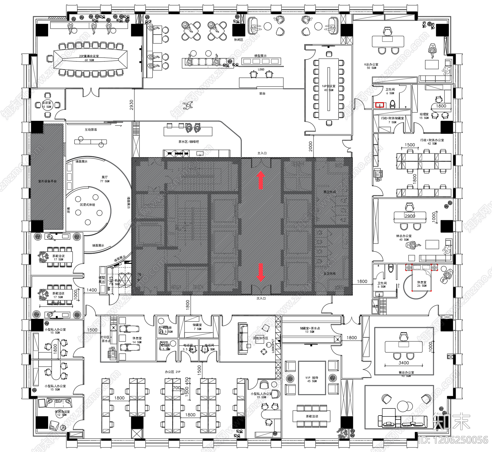 现代整体办公空间cad施工图下载【ID:1206250056】