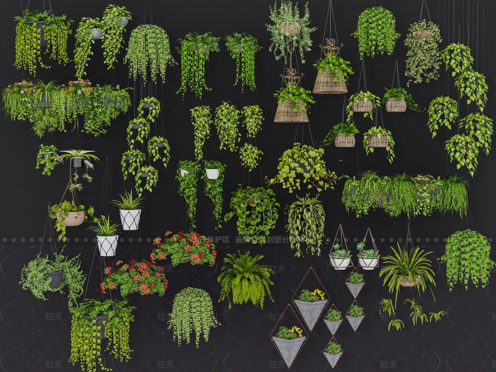 绿植墙SU模型草图