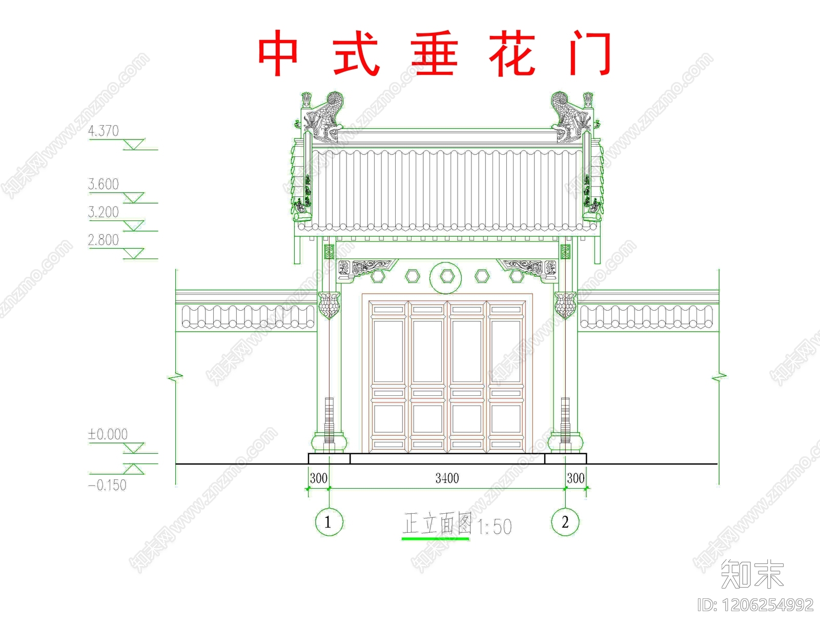 寺庙cad施工图下载【ID:1206254992】