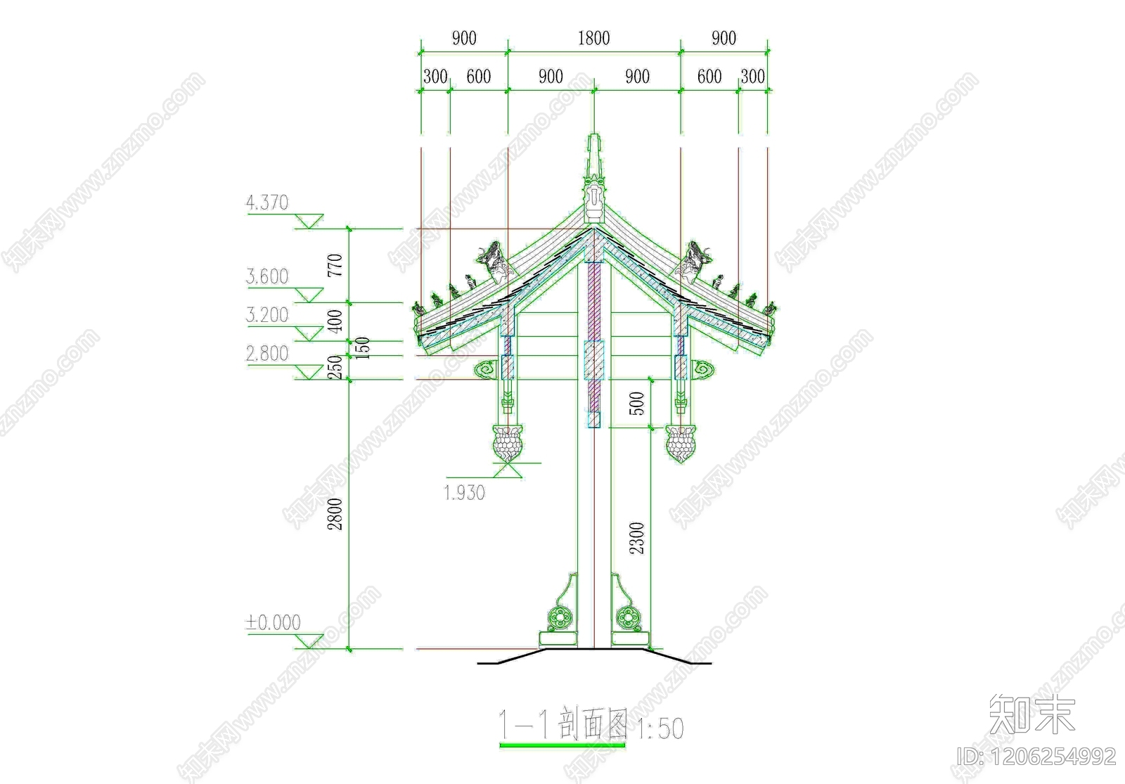 寺庙cad施工图下载【ID:1206254992】