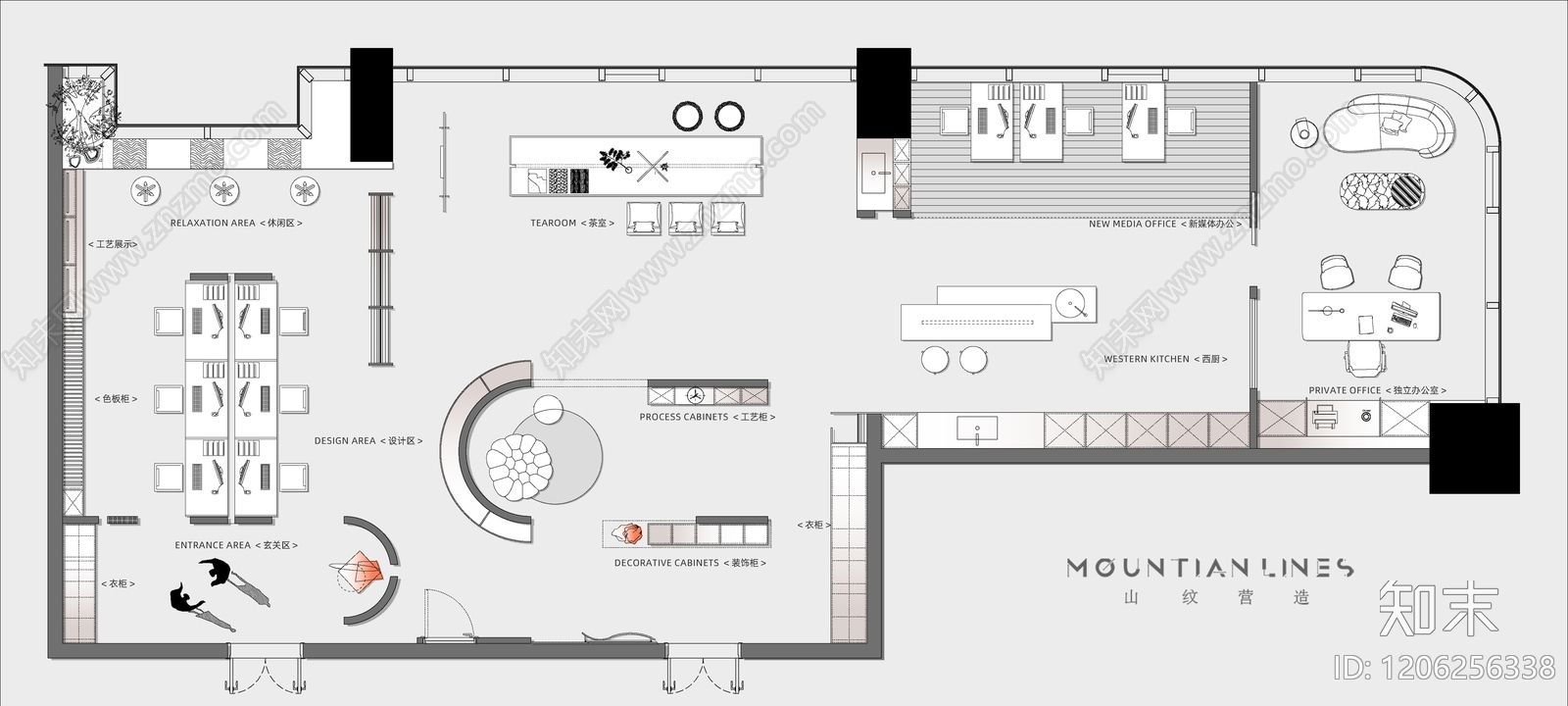 现代整体办公空间cad施工图下载【ID:1206256338】