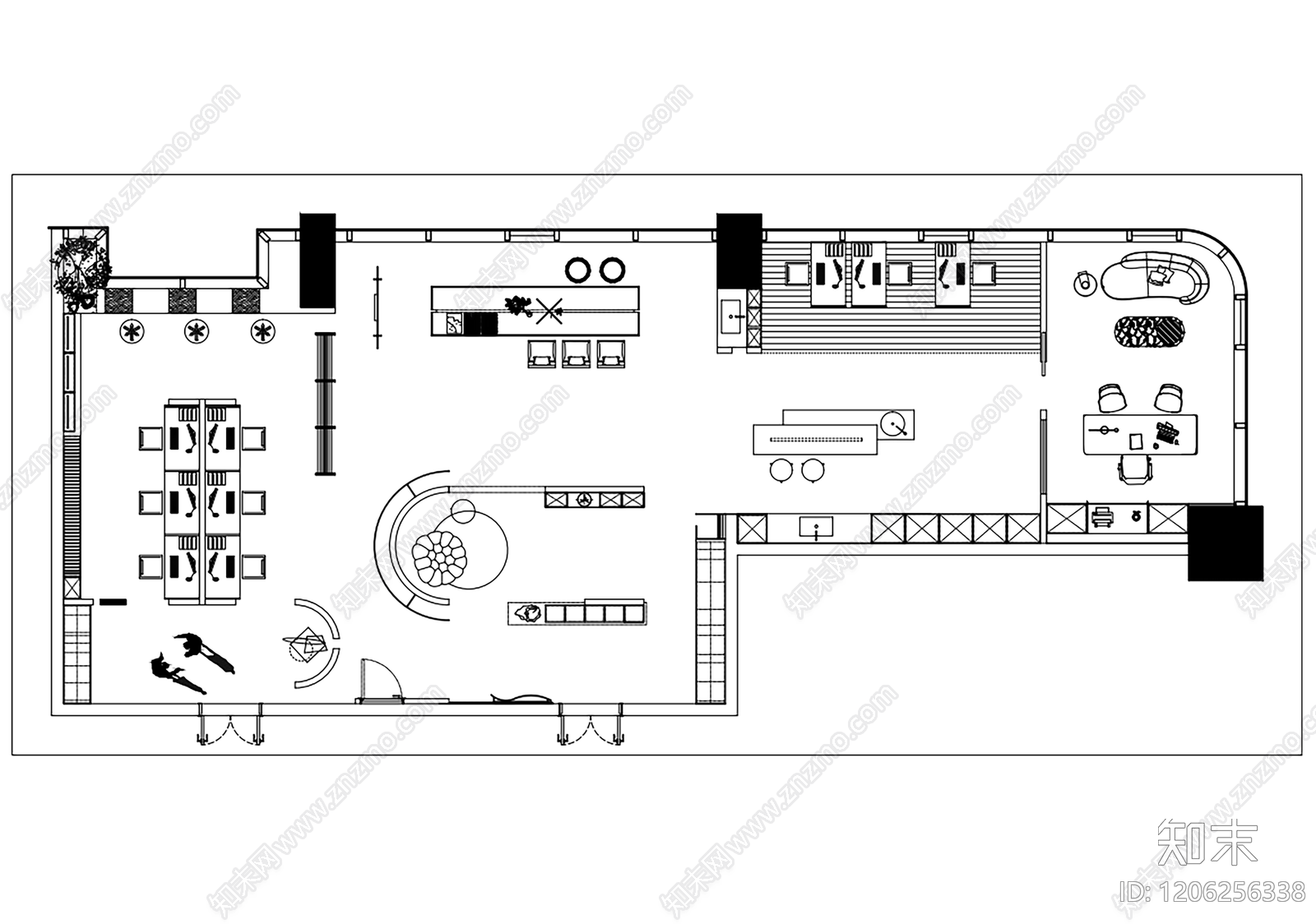 现代整体办公空间cad施工图下载【ID:1206256338】