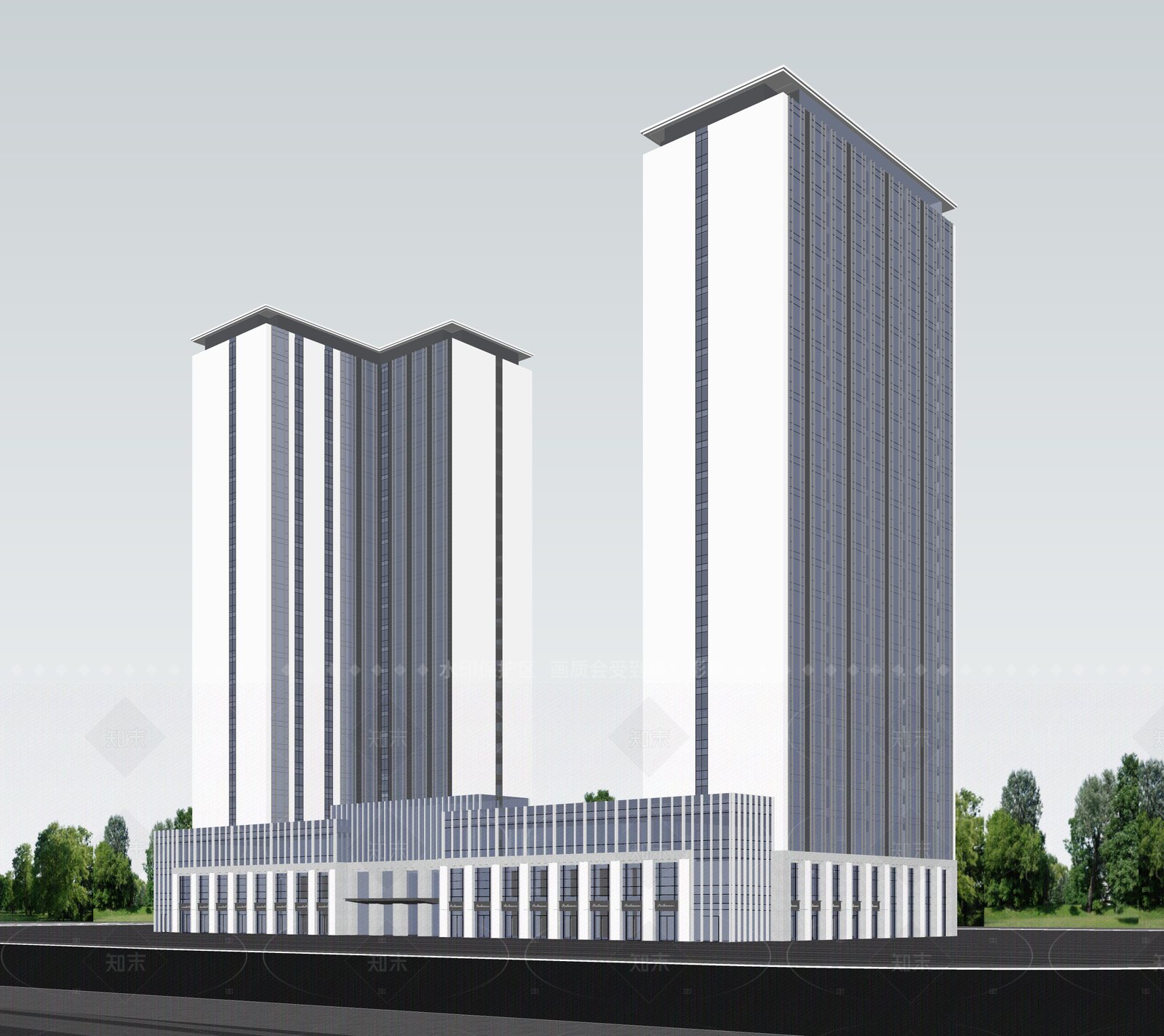 现代酒店建筑SU模型下载【ID:1206260006】