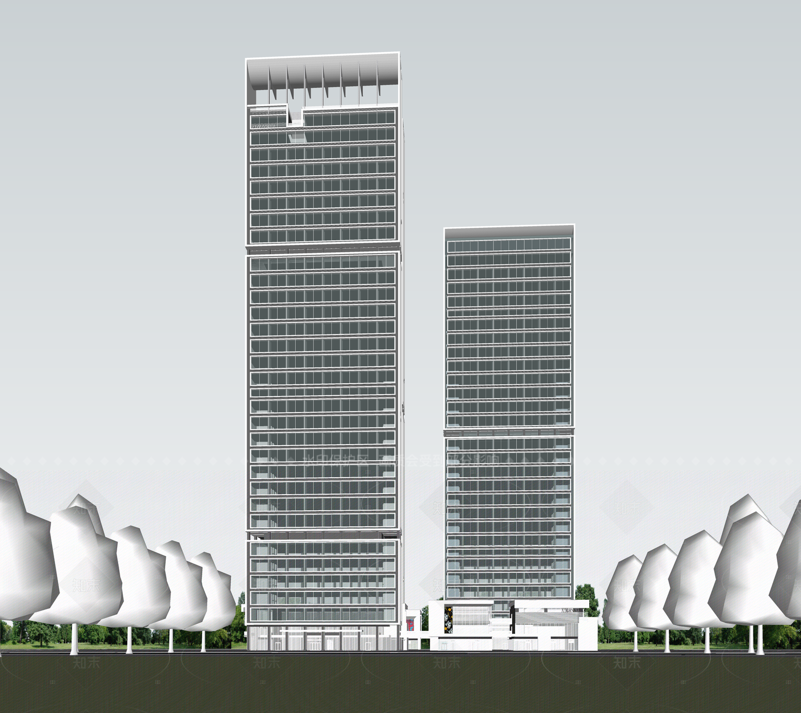 现代酒店建筑SU模型下载【ID:1206260325】