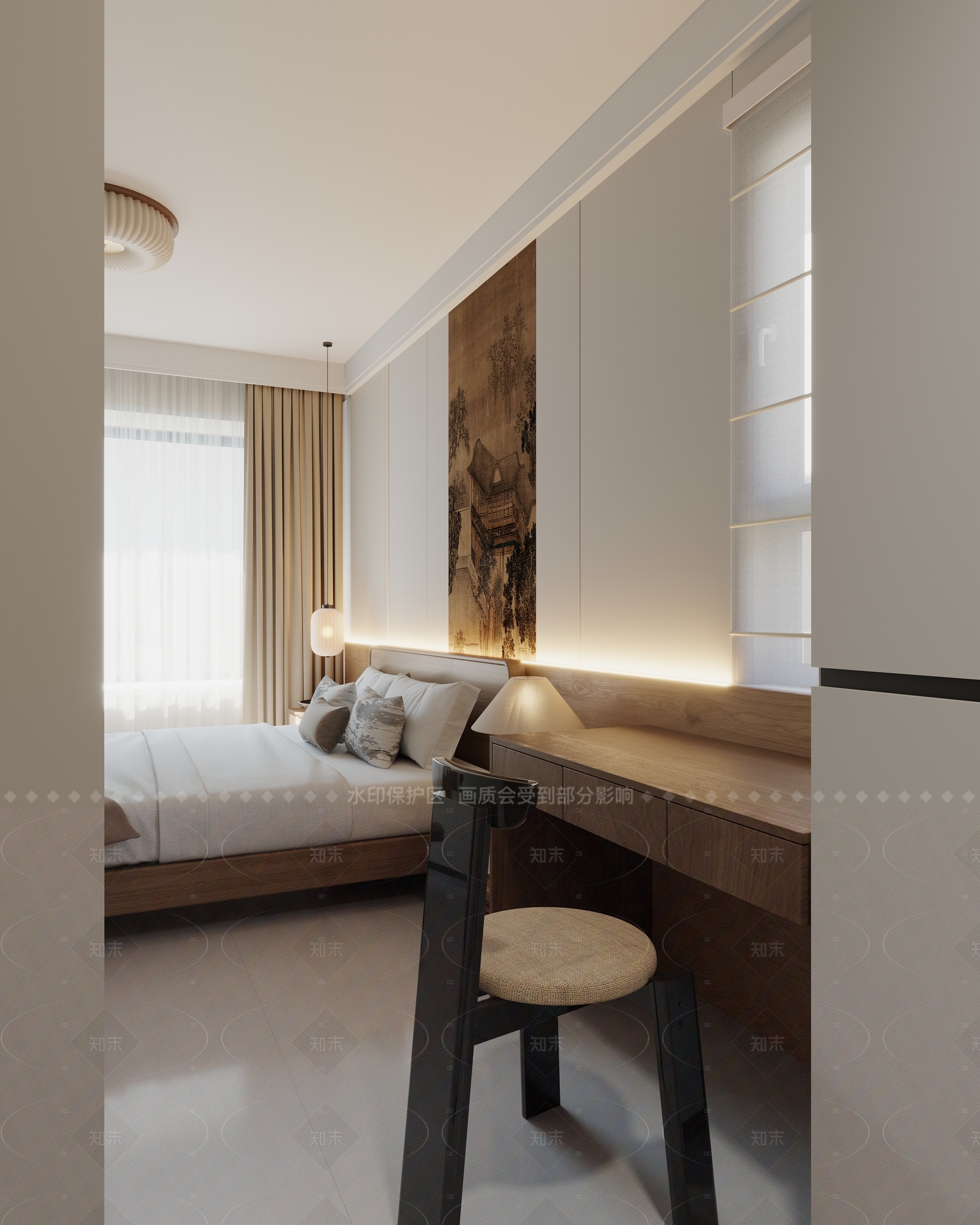 新中式现代家居卧室3D模型下载【ID:1206260942】