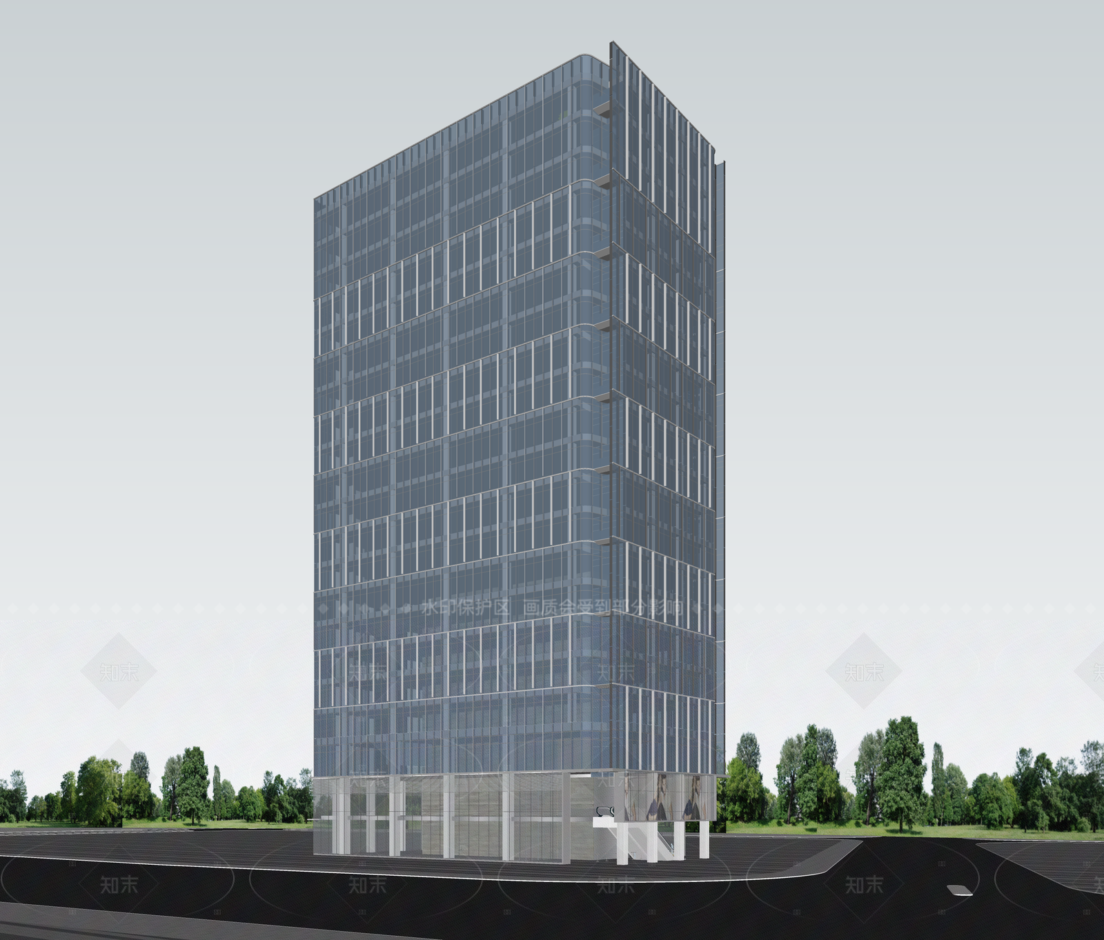 现代酒店建筑SU模型下载【ID:1206261799】