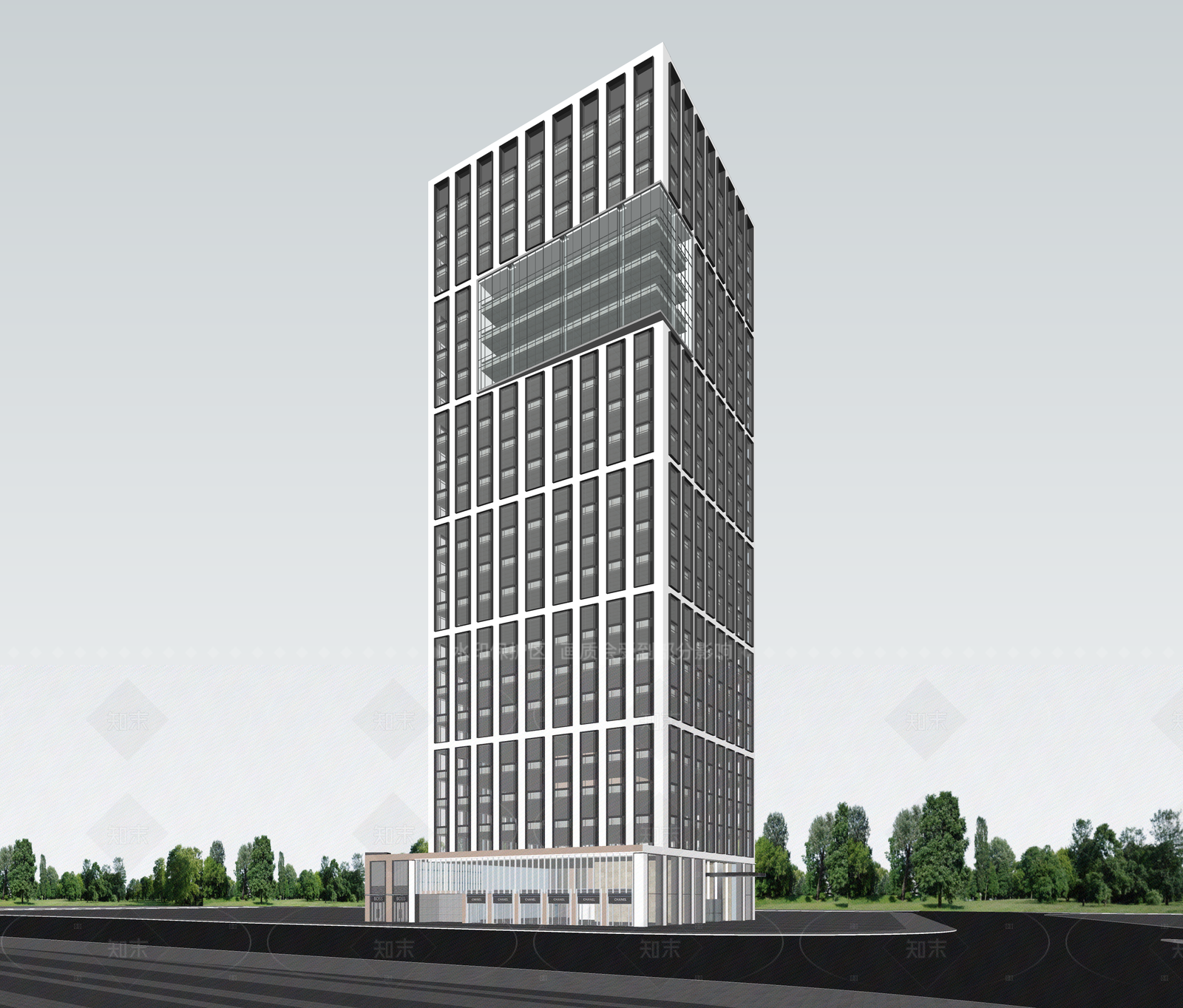 现代酒店建筑SU模型下载【ID:1206261834】