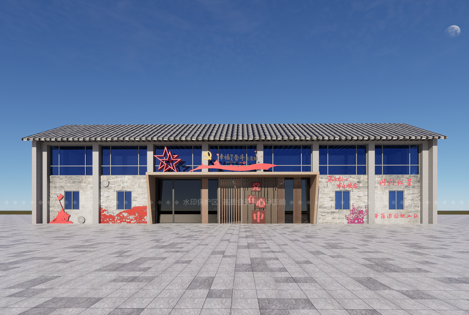 新中式办公楼SU模型下载【ID:1206261932】