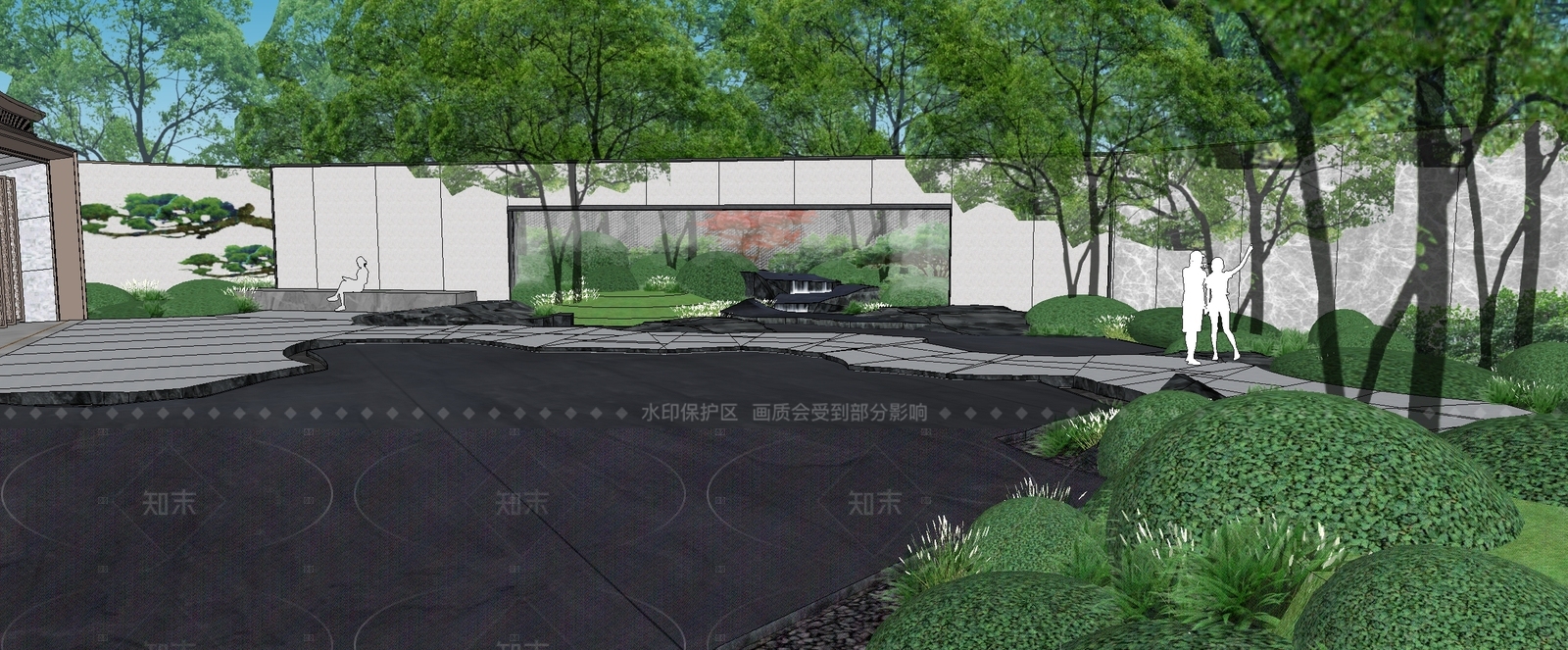现代小区景观SU模型下载【ID:1206264525】