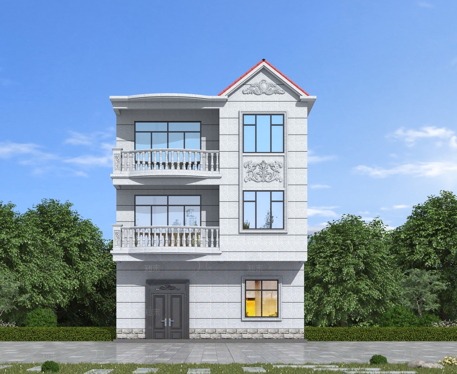 欧式独栋别墅3D模型下载【ID:1206266301】