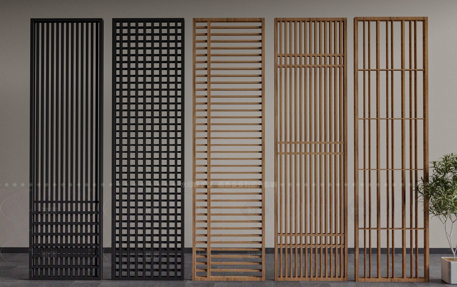 新中式隔断SU模型下载【ID:1206267651】