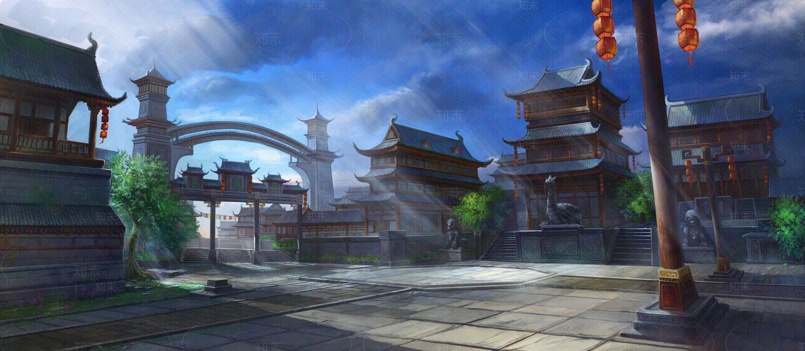 中式建筑群贴图下载【ID:1206276281】