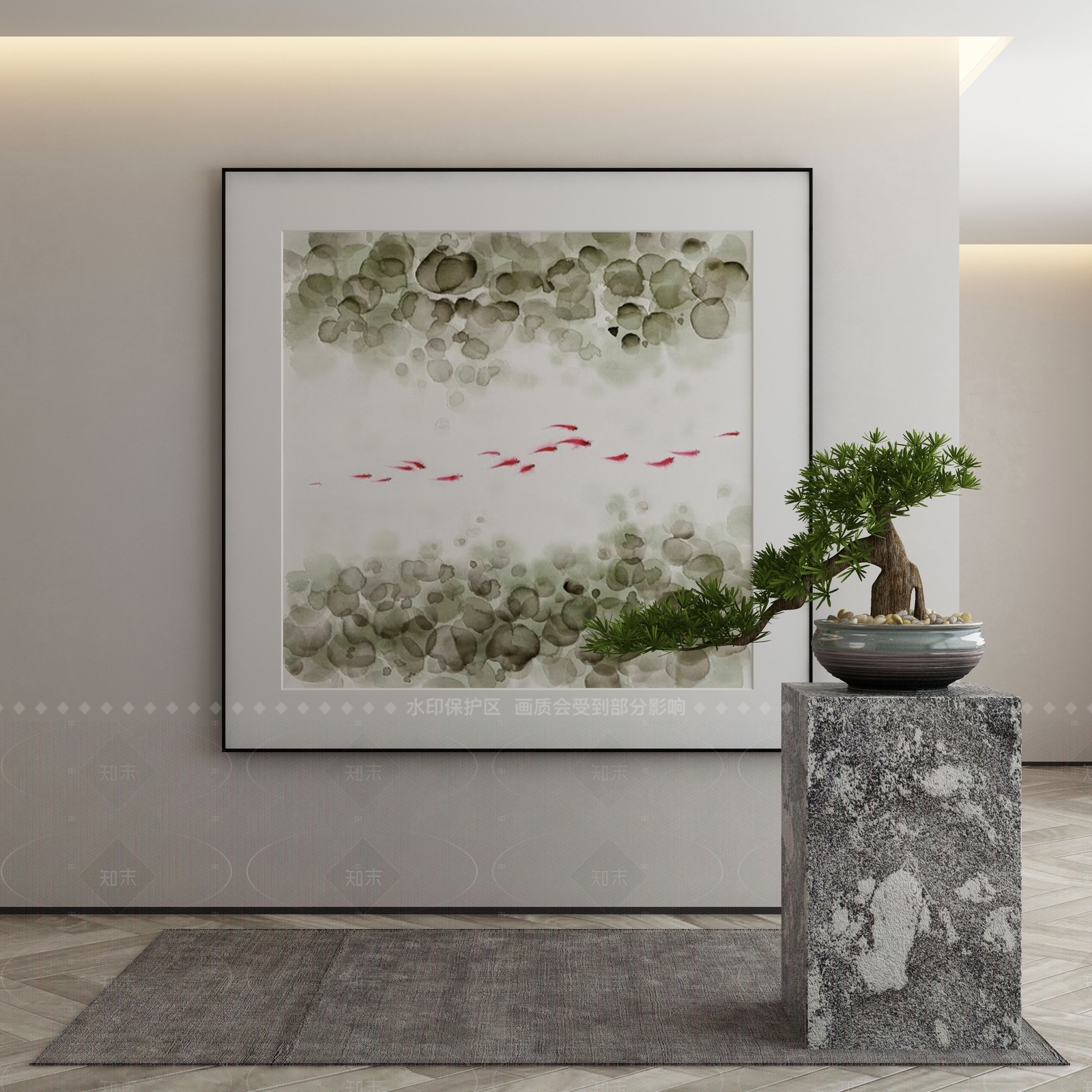 新中式侘寂挂画3D模型下载【ID:1206279123】