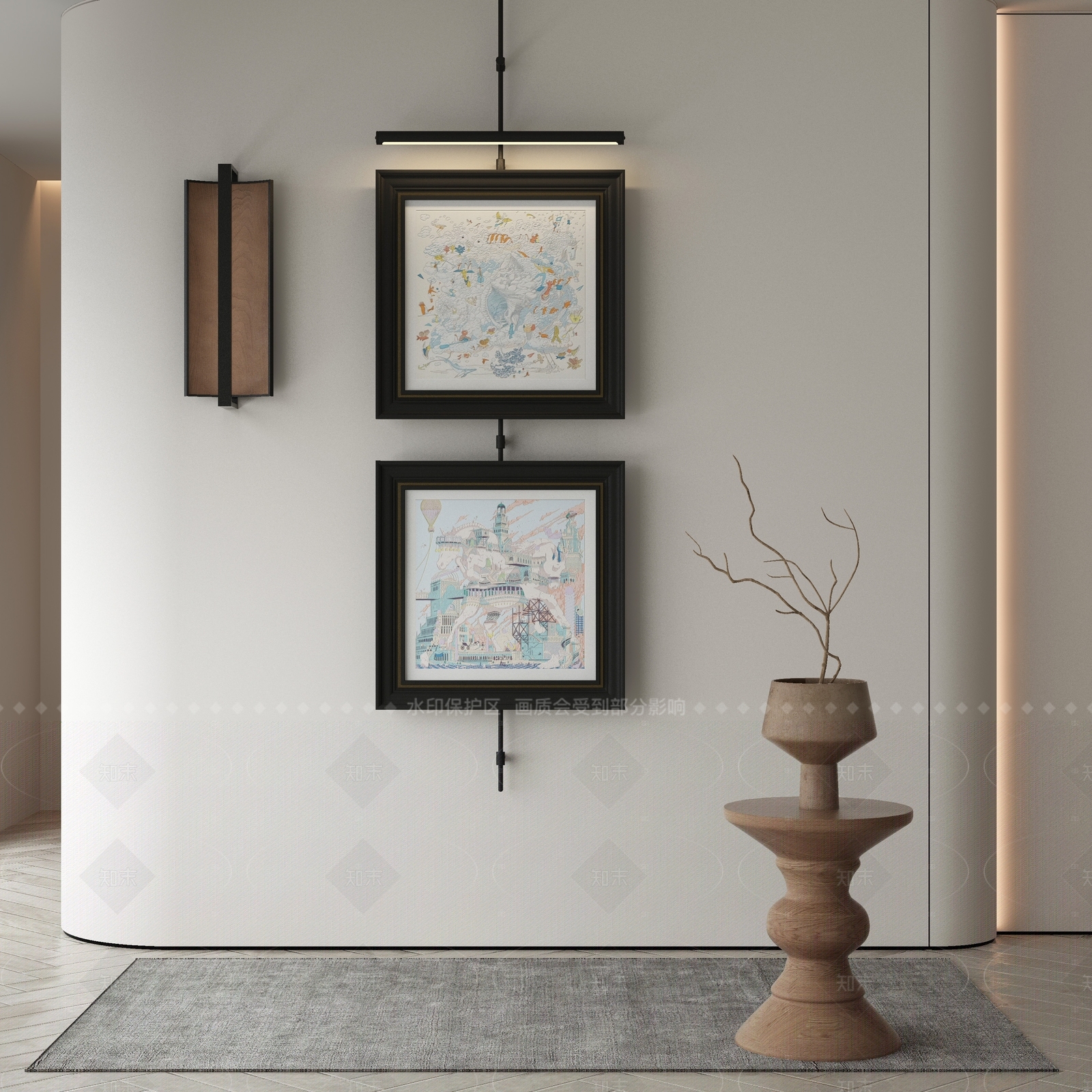 现代侘寂挂画3D模型下载【ID:1206278235】