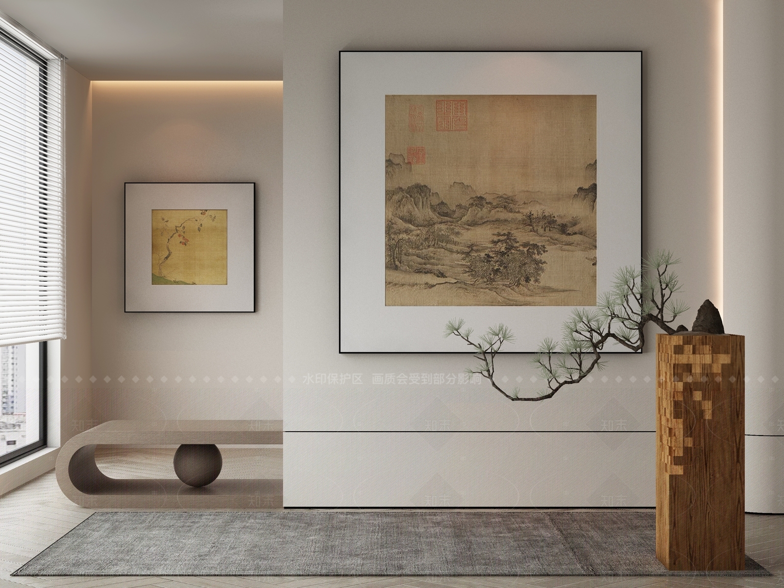 新中式侘寂挂画3D模型下载【ID:1206641316】