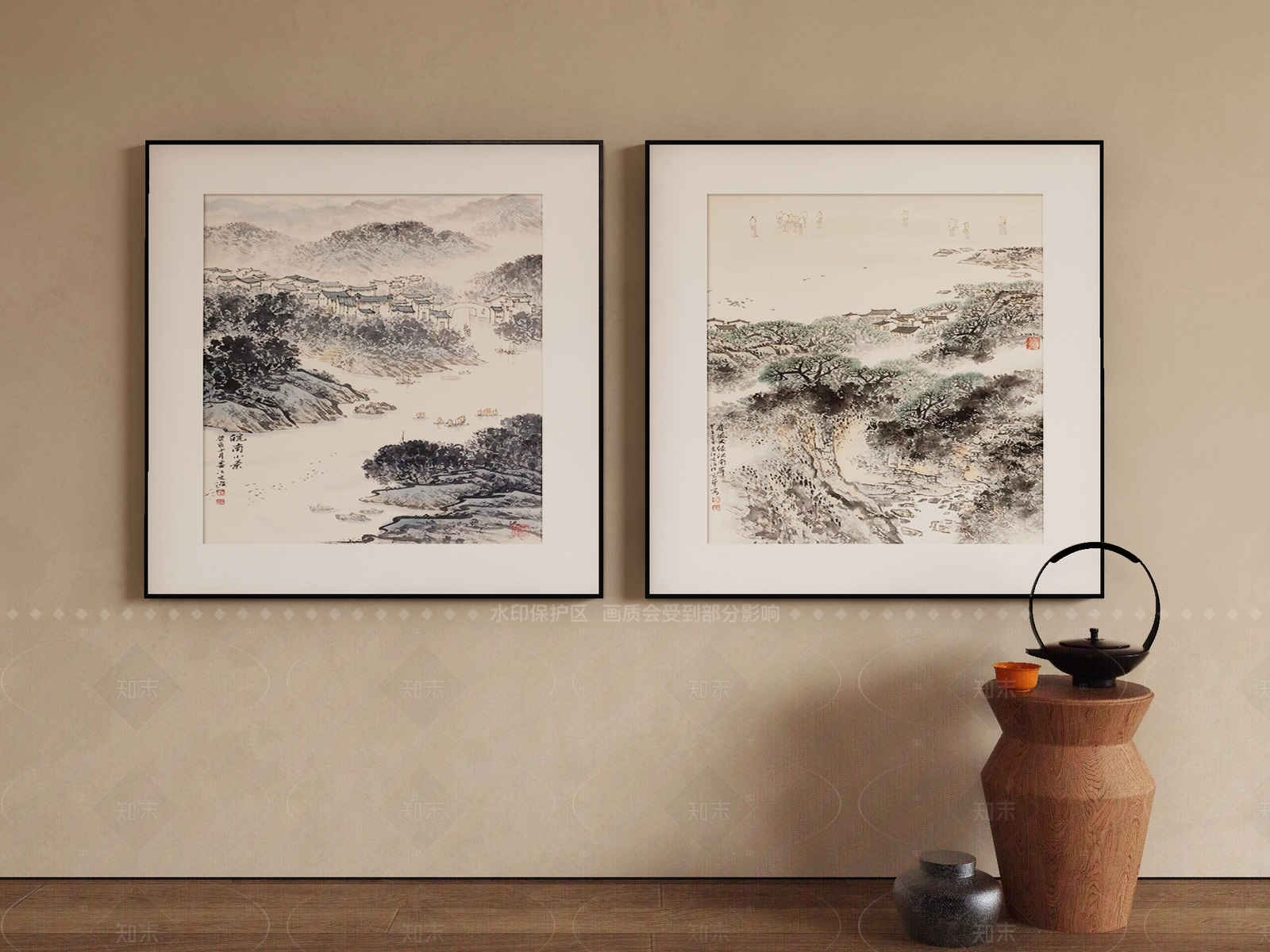 新中式侘寂挂画3D模型下载【ID:1206641215】