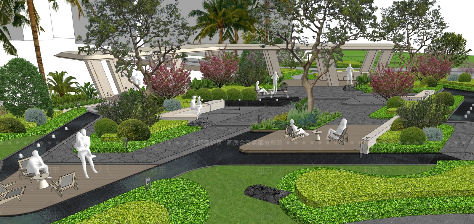 现代简约小区景观SU模型下载【ID:1206284582】