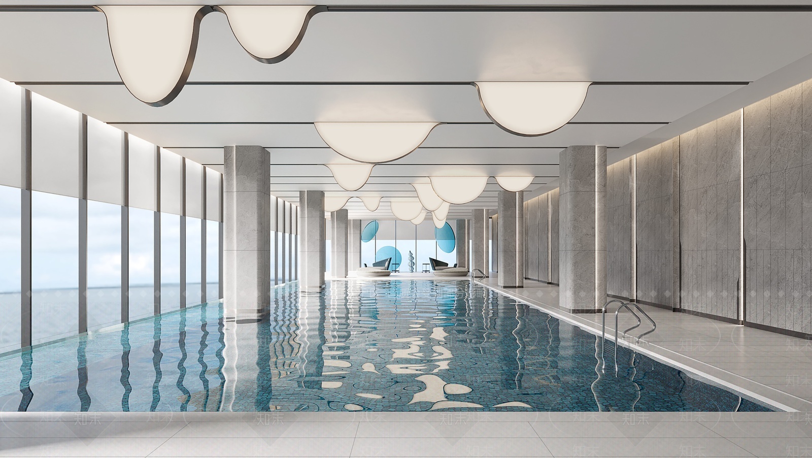 现代室内游泳池游泳馆3D模型下载【ID:1206284980】