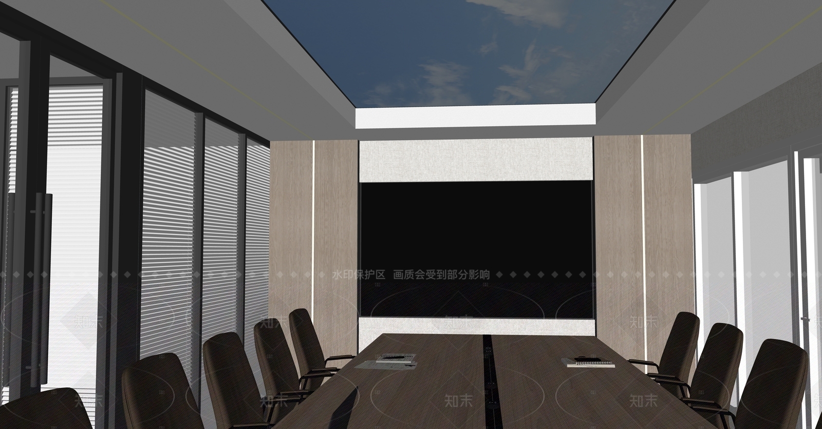 现代简约办公室SU模型下载【ID:1206285795】