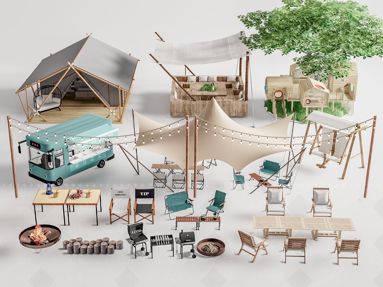 现代露营帐篷3D模型下载【ID:1206286086】