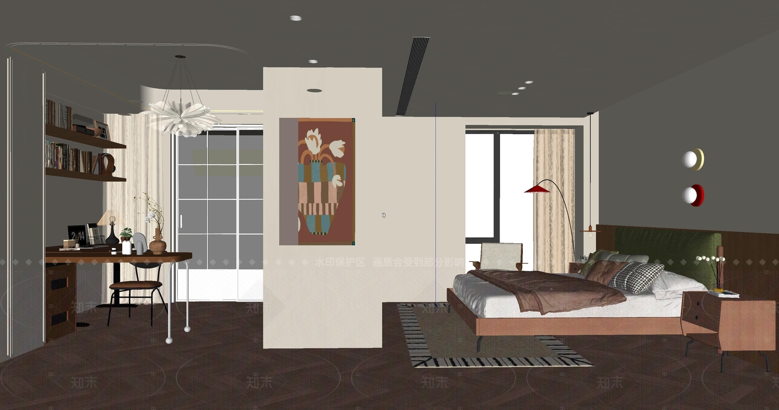 现代家居卧室SU模型下载【ID:1206288083】