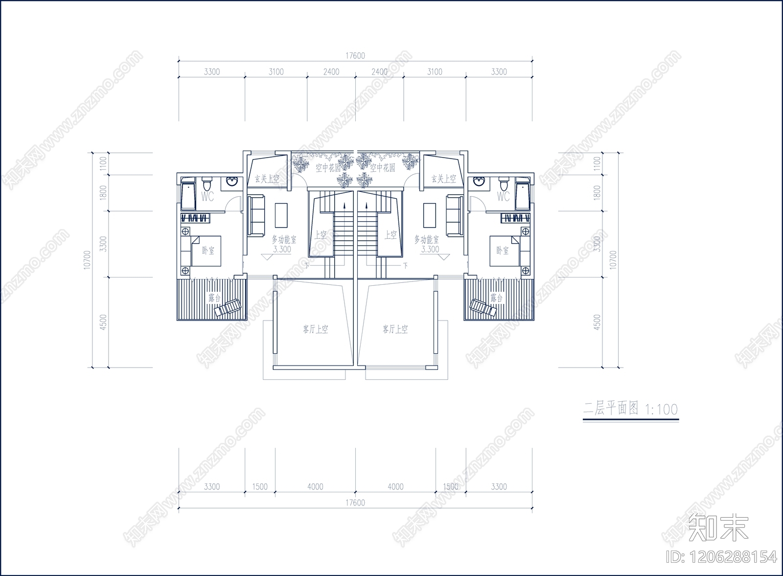 现代别墅建筑cad施工图下载【ID:1206288154】
