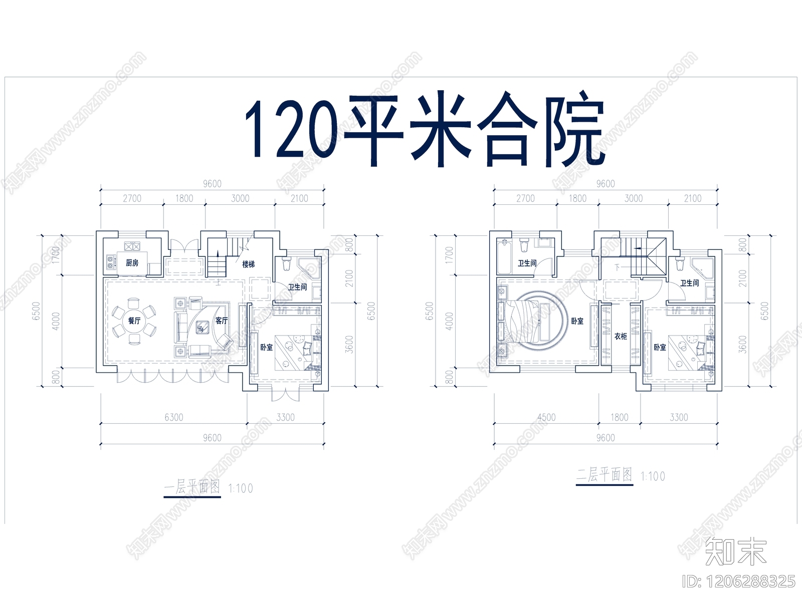 现代别墅建筑cad施工图下载【ID:1206288325】