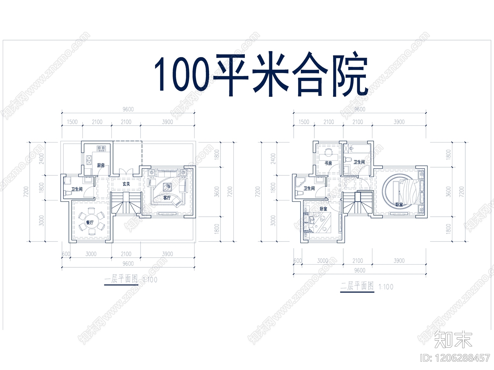 现代别墅建筑cad施工图下载【ID:1206288457】