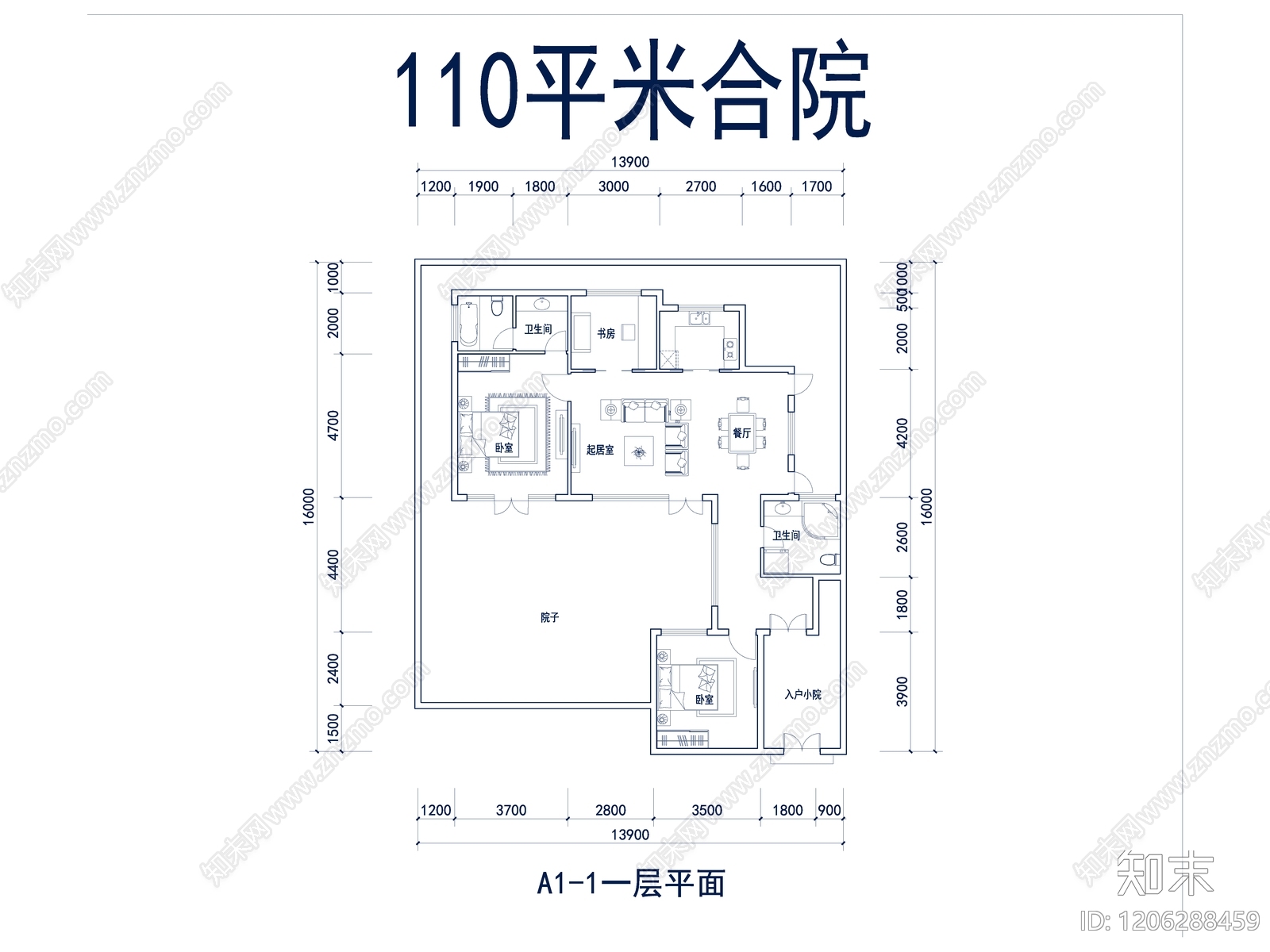 现代别墅建筑cad施工图下载【ID:1206288459】