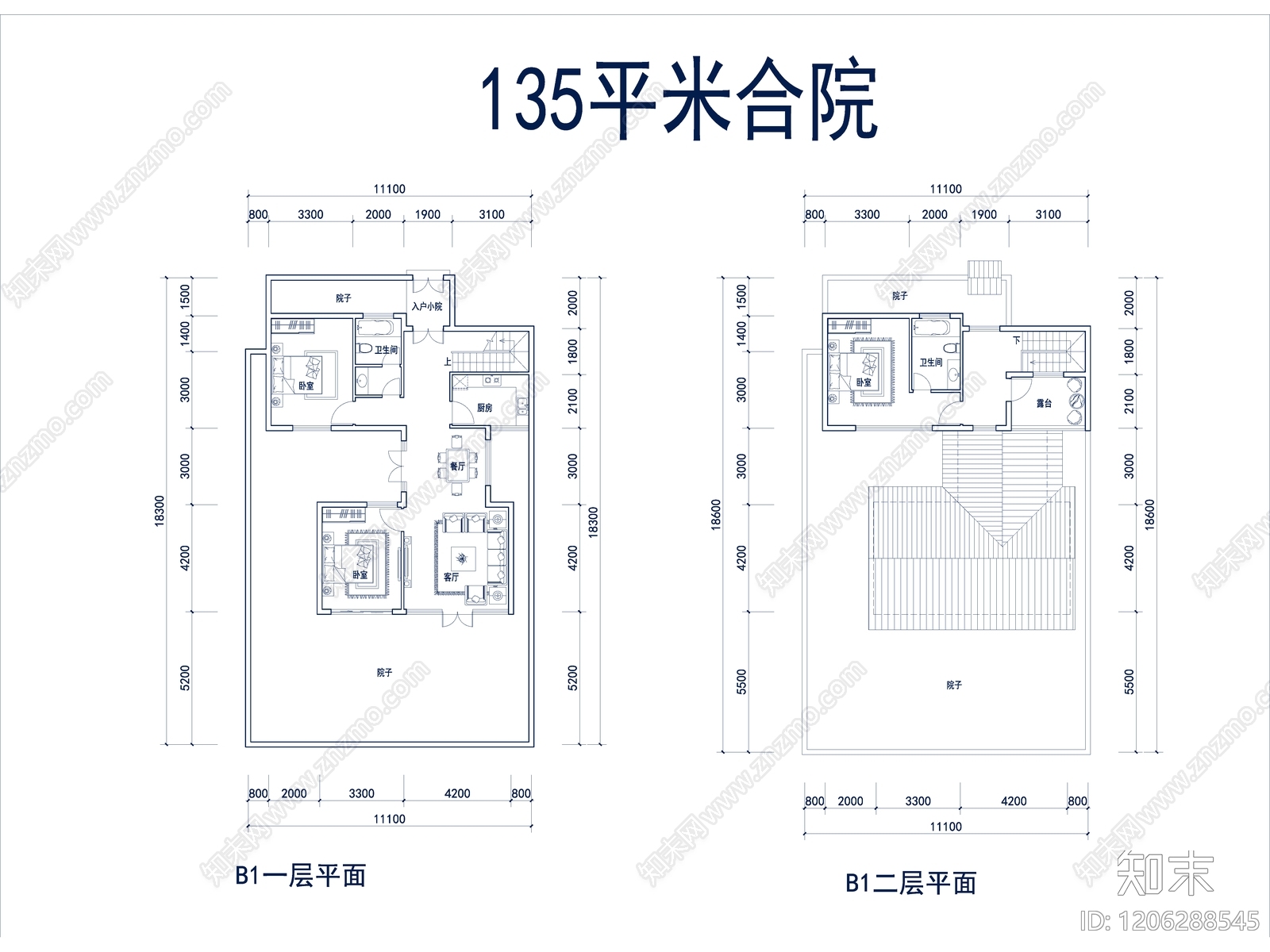 现代别墅建筑cad施工图下载【ID:1206288545】