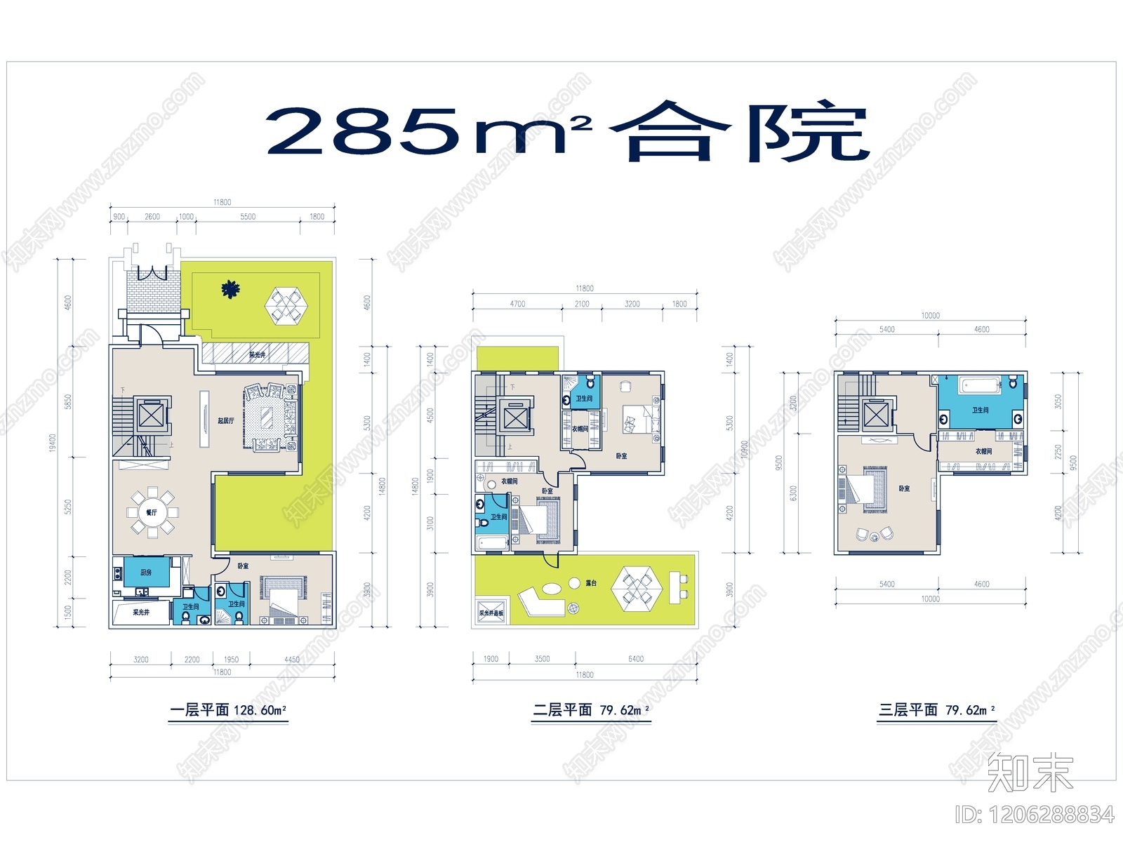 现代别墅建筑cad施工图下载【ID:1206288834】