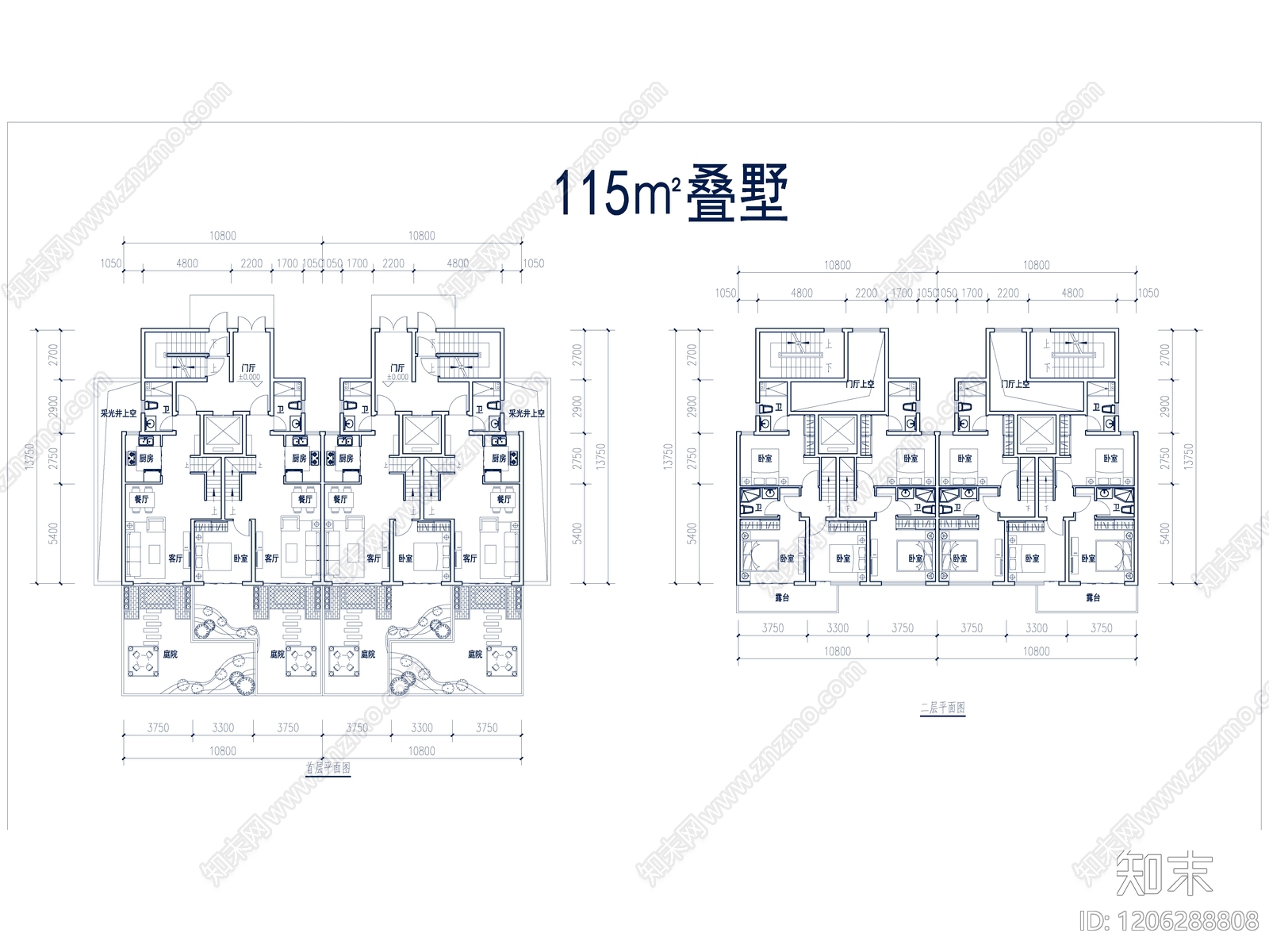 现代别墅建筑cad施工图下载【ID:1206288808】