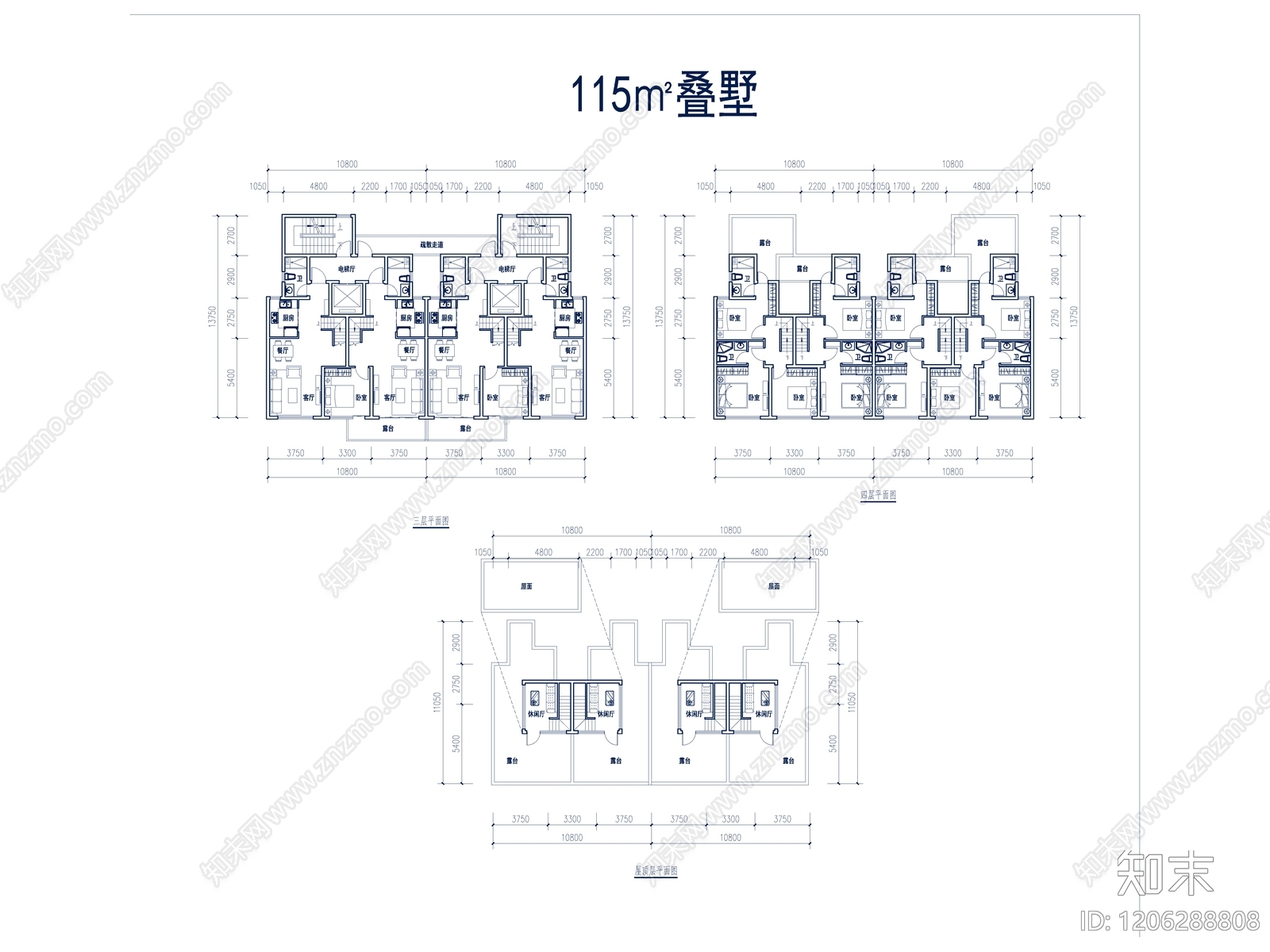 现代别墅建筑cad施工图下载【ID:1206288808】