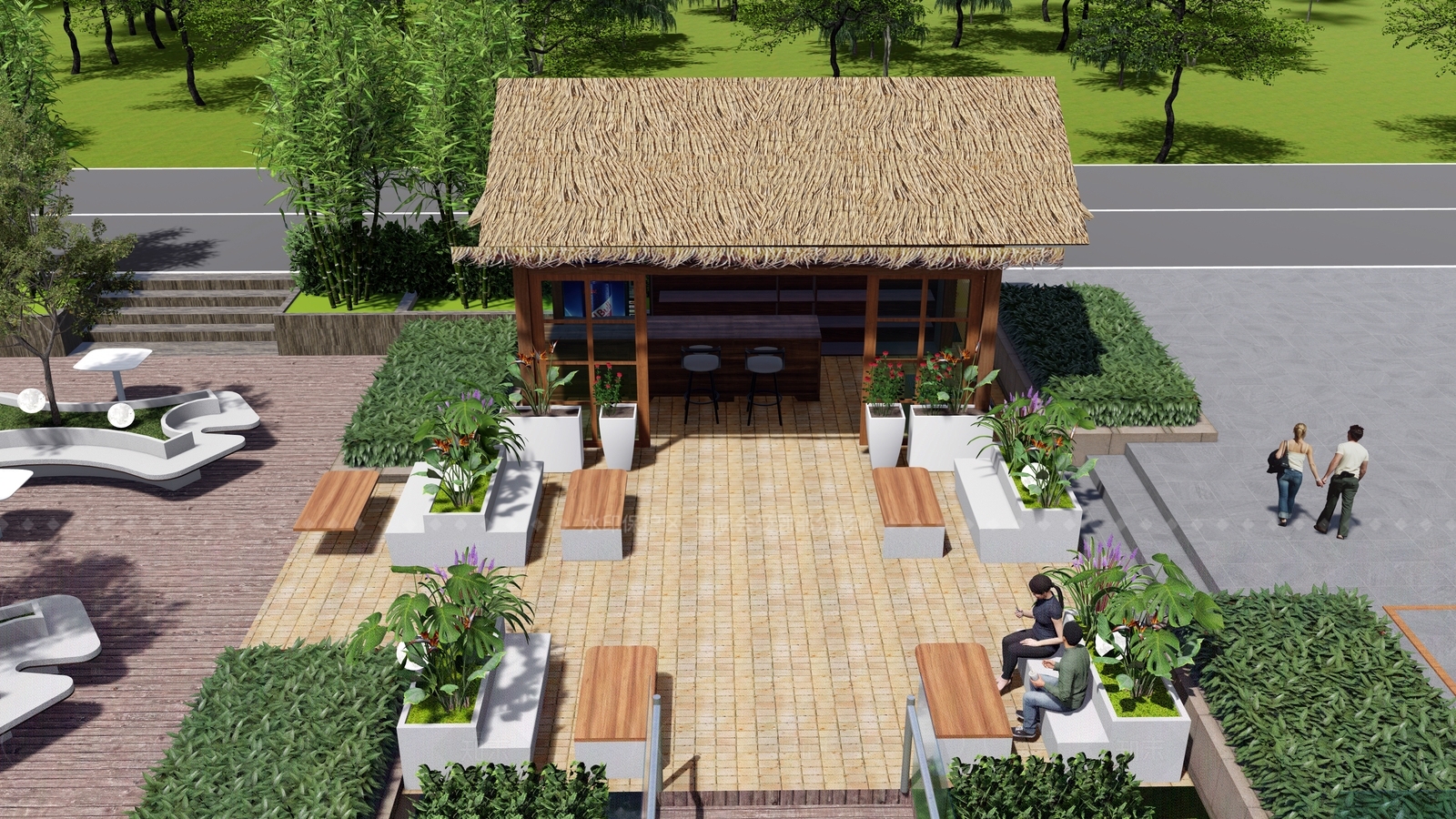 现代鸟瞰规划SU模型下载【ID:1206289829】