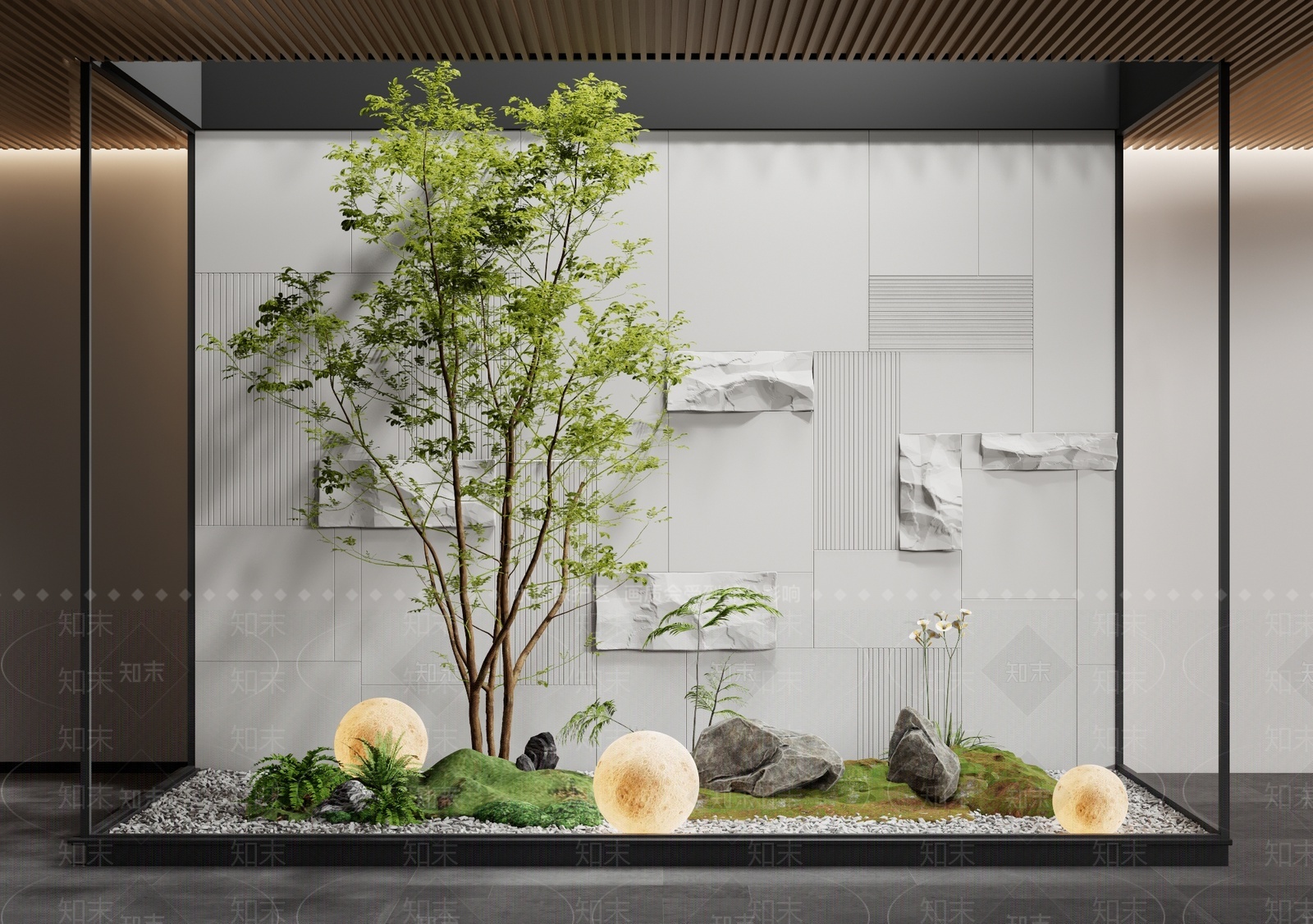 现代室内景观造景3D模型下载【ID:1206290983】