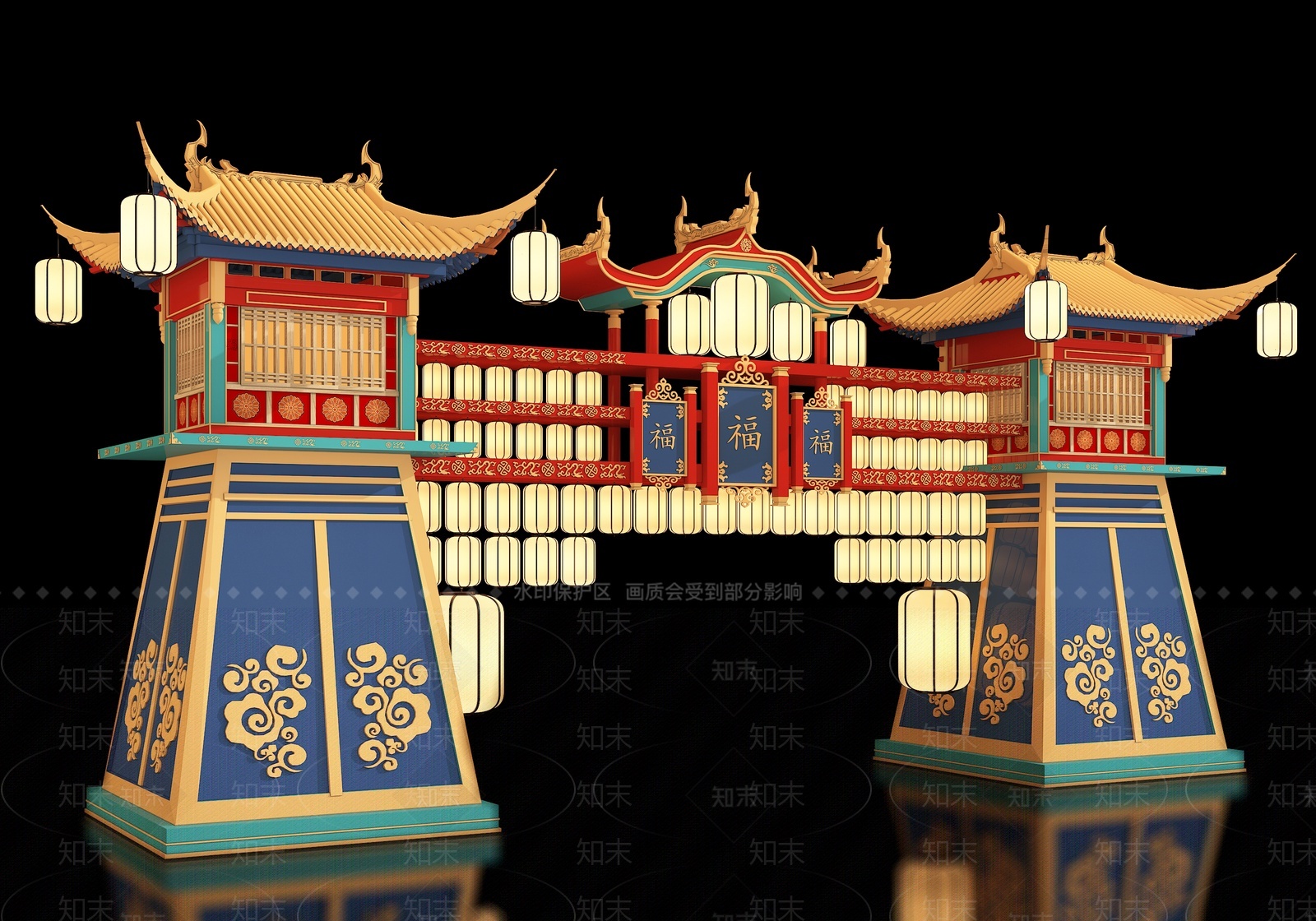 新中式国潮演绎舞台3D模型下载【ID:1206292274】