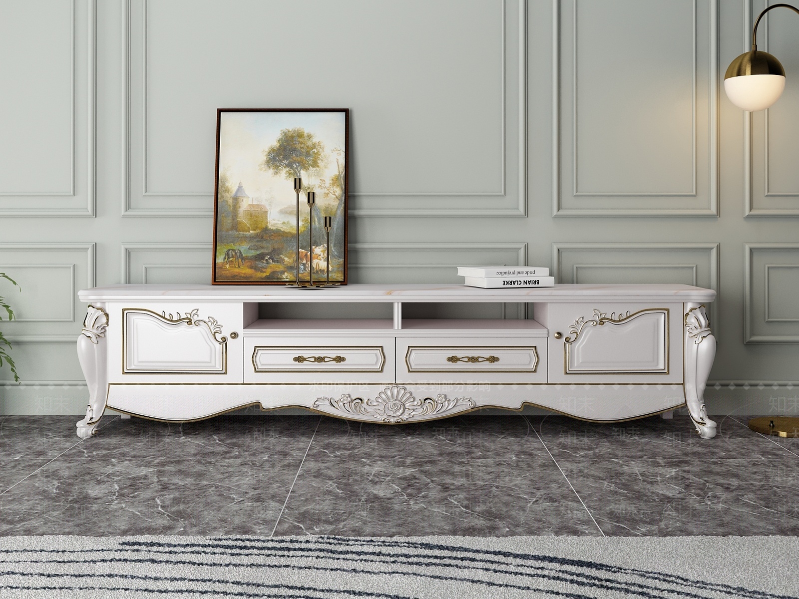 欧式古典雕花电视柜3D模型下载【ID:1206292632】
