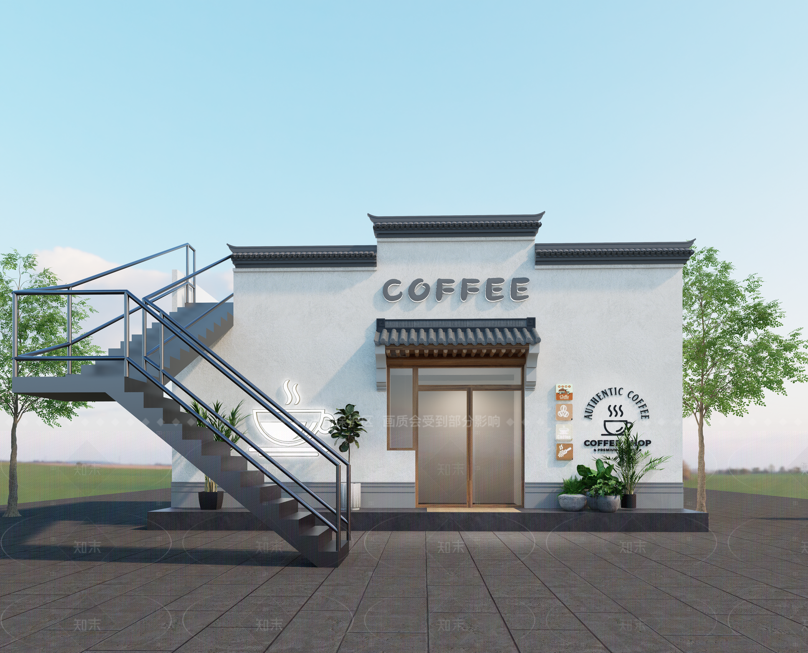新中式中式咖啡厅SU模型下载【ID:1206293277】