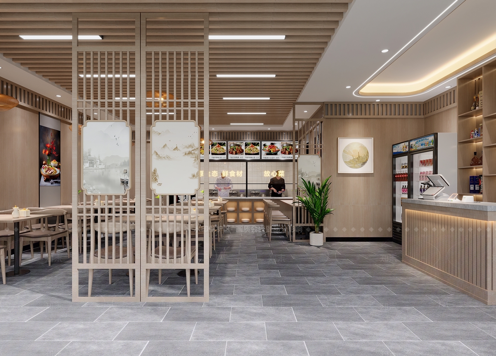 新中式中餐厅3D模型下载【ID:1206293568】