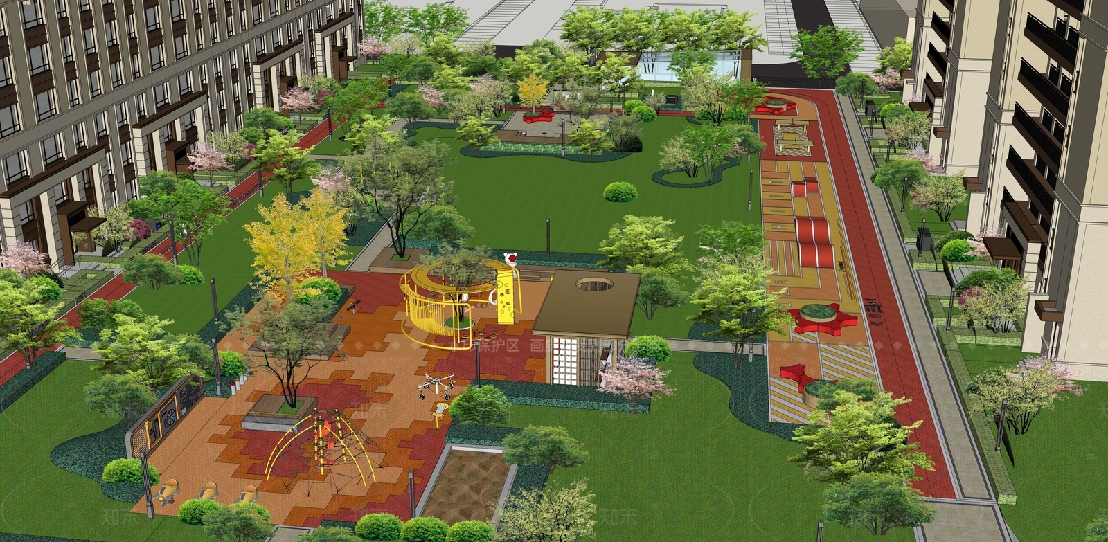 现代小区景观SU模型下载【ID:1206293925】
