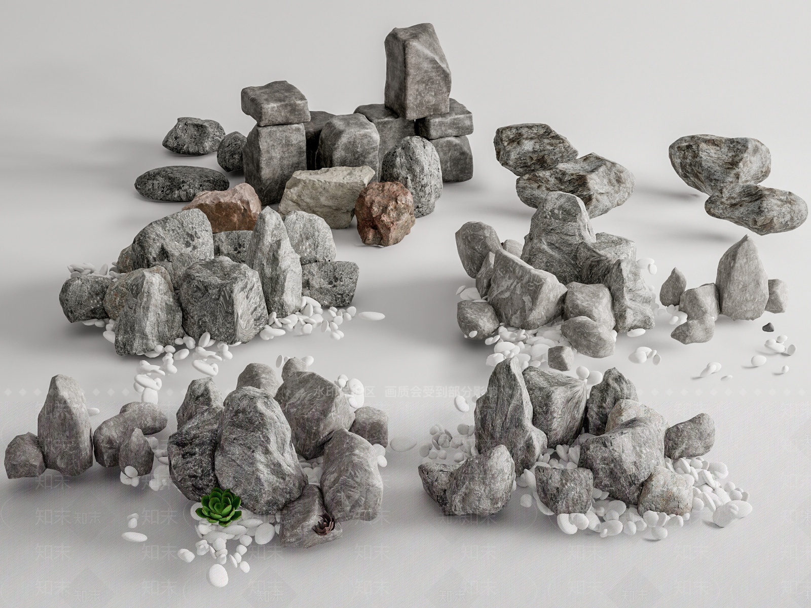 现代景观石头3D模型下载【ID:1206294444】