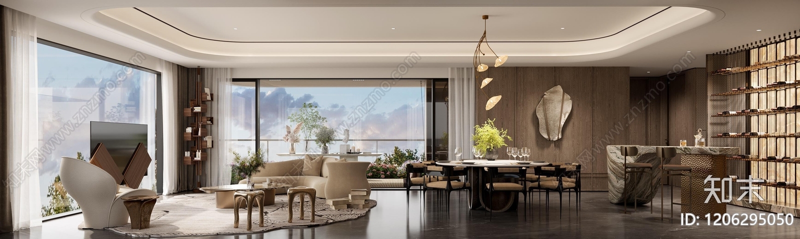 现代新中式样板间下载【ID:1206295050】