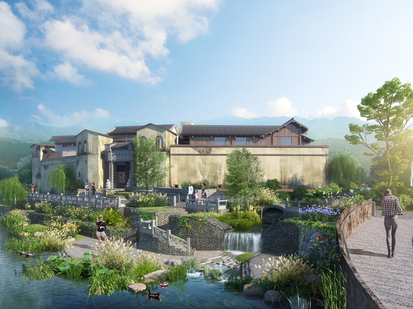 中式复古古建筑SU模型下载【ID:1206295397】